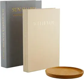Altrupath Ap-altrupath-9031 Linen Decorative Books 2-pack And Wooden Tray Set Fake For Dec
