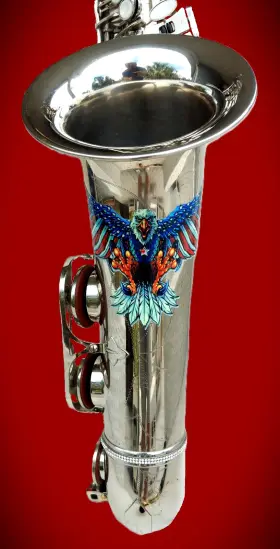 11110929 CECILIO MENDINI Patriotic Tenor Sax Neck Vint Mpc