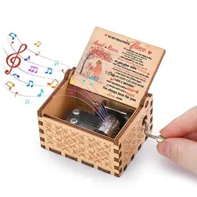 MZYYH1 FONTURE Wood Music Box Wooden Crank Musical Auntie #2