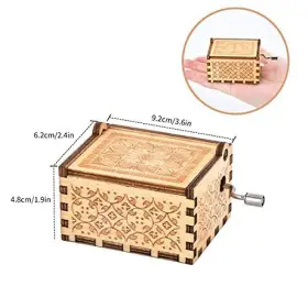 MZYYH1 FONTURE Wood Music Box Wooden Crank Musical Auntie #3