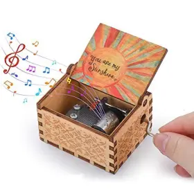 MZYYH24 FONTURE Wood Music Box Wooden Crank Musical Melody