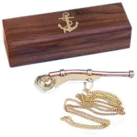 Thor Instruments Kg491 Solid Brass/copper Boatswain Bosun Whistle With Rosewood Box Brass And Copper
