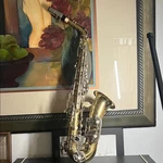 Evette And Schaeffer Vintage Alto Sax In Gold Lacquer #28087. Fixed Price $325.00.