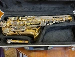 Professional Opus Alto Gold Straight Saxophone With Hard Case. Fixed Price $375.00.