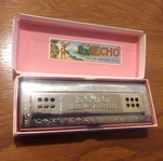Vintage M Hohner The Echo Harp Bell Metal Reeds 2 Sided Key Made In Germany Box. Fixed Price $99.99.