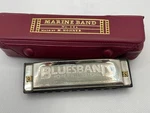 Musical Instruments. Bluesband Hohner International Harmonica, Marine Band Case. Fixed Price $8.00.