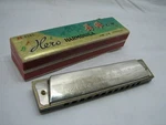 Hero Harmonica Vintage Shanhai M1202 W/box Nice Graphics Wooden Fram. Fixed Price $39.99.