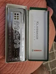 Vintage M. Hohner Echo Harp Tremolo Harmonica Doublesided Key C/g Origina Box. Fixed Price $120.00.