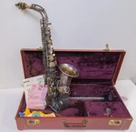 1940 - Frank Holton Collegiate Silver Plate Alto Saxophone & Hard Case Nice!. Fixed Price $334.99.