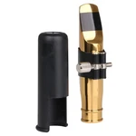 Yibuy Golden B-flat Tenor Saxophone Mouthpiece Gold 6# Pu Leather Cap 10.6x3.5cm. Fixed Price $61.23.