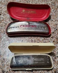 Lot Of 2 Vintage Harmonica In Cases: Hohner Golden Melody #542 "d" & Camping. Fixed Price $44.00.