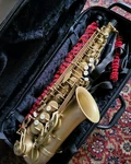 King Zephyr Alto Saxophone Brushed Gold With Case And Accessories. Fixed Price $1100.00.