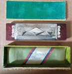 Vintage M. Hohner No.46 1/2 Very Best Tremolo Concert Harp Hammered Reeds W/ Box. Fixed Price $135.00.